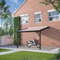 Brown Carports Rutland Polycarbonate Roof Car Port 2 Post 250 x 290 cm Rustic Brown (Building Area )