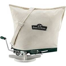 Mains Spreaders Groundwork 2811S817S Broadcast Spreader 15lb Capacity for Seed Fertilizer White