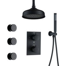 Shower Sets Casainc 8 Inch Ceiling-Mounted Thermostatic Shower System CA-A4346-MB Black