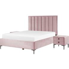 Pacchetti Letto Beliani Set Da Camera Da Letto Velluto 160 x 200 cm Rosa