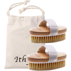 Bath Brushes Nikwax 2 Pcs Dry Brushing Body Brush Exfoliating Brush Natural Bristle Bath Brush for R - Beige