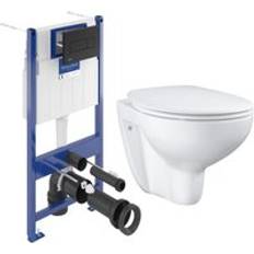 Toilets Villeroy & Boch Floor-Standing Toilet Pack Grohe Bau Ceramic Rimless Toilet SoftClose Seat Black Plate VCNBAU4