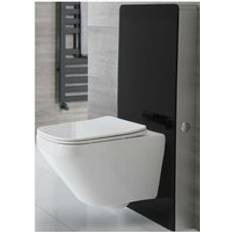 Modern 483mm Bathroom Toilet WC Unit with Wall Hung Rimless Pan & 44 Cistern and Soft Close Seat Black WC Unit