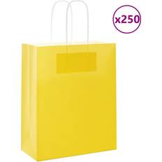 Papeles de regalo vidaXL Bolsas De Papel Kraft Con Asas 250 Uds Amarillas 18x8x22 Cm