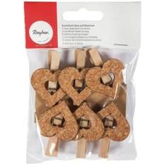 Clothespins Rayher Holz Wäscheklammern x 6 - Kork Herzen