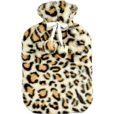 Plush Hot Water Bottle 2 Litre Leopard Black