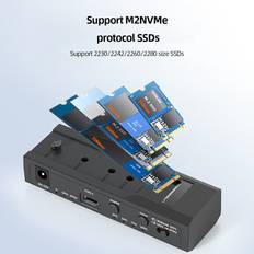 External Enclosures Kebidu Dual Bay External HDD Enclosure M.2 NVMe SSD Case 2.5/3.5 Inch SATA HDD Enclosure