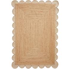 Roseland Furniture Chesney Jute Scalloped Edge Rug Multiple Colours Black, Natural