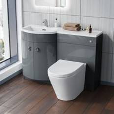 Toilets Nes Home Dene LH 1100mm Vanity Basin Unit & Ellis Back To Wall Toilet Grey