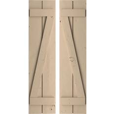 Windows Ekena Millwork Rustic 2 Board Joined B-N-B Faux Wood Shutters 11x46 Timber Window Shutter