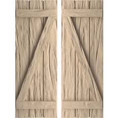 Windows Ekena Millwork Rustic 3 Board Joined B-N-B Faux Wood Shutters 16.5x30 Timber Window Shutter