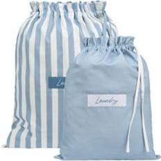 Dunelm Set of 2 Stripe Laundry Bags - Ashley Blue