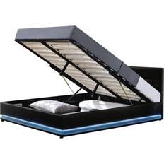Habitat et Jardin LED Coffre Anastasia 160 x 200 cm Noir Lit avec Cadre