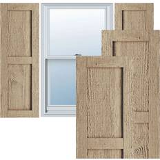 Windows Ekena Millwork Rustic Two Equal Panel Flat Panel Rough Sawn Faux Wood Shutters Per Pair Window Shutter