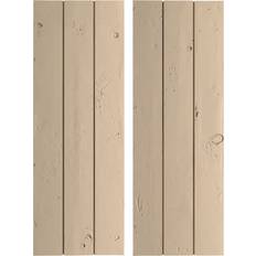 Windows Ekena Millwork Rustic 3 Board Joined B-N-B Faux Wood Shutters 16.5x42 Window Shutter