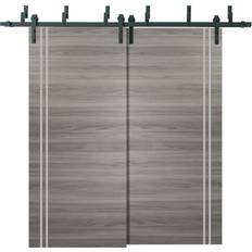 Doors SartoDoors Barn Bypass Doors 72 96 inches Planum 0310 Ginger Ash with Frosted Glass Sliding Door (x)