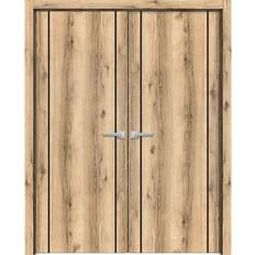 Doors SartoDoors Solid French Double Doors 56 96 inches Planum 0017 Oak with Frosted Glass Interior Door (x)