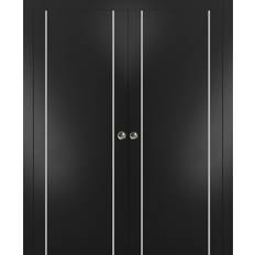 Doors SartoDoors French Double Pocket Doors 72 84 inches Planum 0410 Matte Black Interior Door (x)