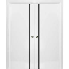 Interior Doors SartoDoors French Double Pocket Doors 72x84 Planum 0016 White Silk Interior Door (x)