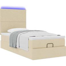 Bedpakketten vidaXL Ottoman Bed Met Matras En LED's 100x200 cm Stof Crèmekleurig