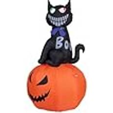Skelette Europalms Halloween Aufblasbare Figur Katze 183cm Mit Kürbis