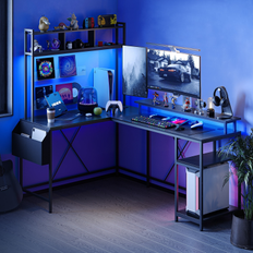 Bed Bath & Beyond L Shaped Computer Gaming Desk with LED Lights