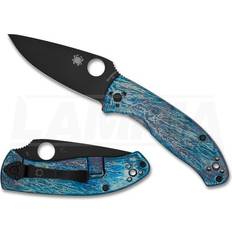 Spyderco Tenacious Blue Titanium Disarray D2 Fällkniv Svart Fickkniv