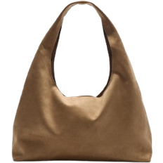 Faux Suede Shoulder Bag - Beige