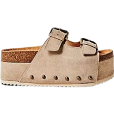 Rule Breaker Flatform Sandals by Intentionally Blank in Taupe