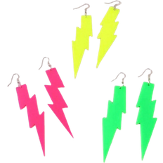 Shein Pairs Neon Earrings For Women Retro Pendant Acrylic Drop Dangle For Outfit Party Accessories