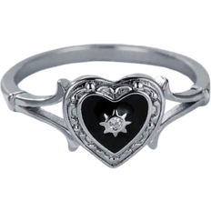 Shein pc Gold Plated Style Heart Shape Ring Black Enamel Heart Ring Womens Jewelry Gift For Valentines Day