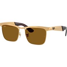 Ray-Ban Wayfarer Deluxe Solglasögon Sandblasted Legend - Guld Montura Brun