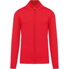 Men - Red Cardigans Kariban Zipped Cardigan - Rouge