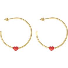 Design Letters Små Big Love Hoops - Guld/Röd