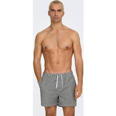 Only & Sons Badkläder Only & Sons Onsted Stripe Seersucker Swim Khakifärgade