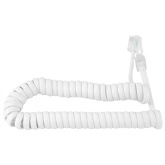 1.5M 4.9Ft White Stretchy RJ9 4P4C Handset Telephone Coiled Cable Cord