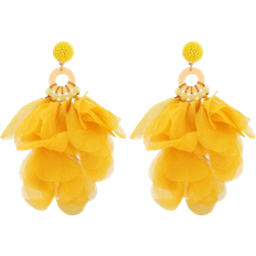 Gul Örhängen Shein 1pair Long Yellow Organza Petal Pendant Earrings