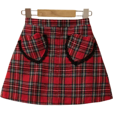 Shein Girls Solid Color Patchwork Pocket ALine Skirt Casual Everyday Wear
