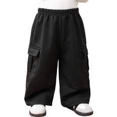 Shein Casual Korean Style Patch Pocket Loose Straight Knit Sweatpants For Baby BoyBaby Girl