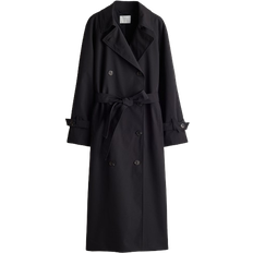 Dame Sort Dobbeltspent trenchcoat twill