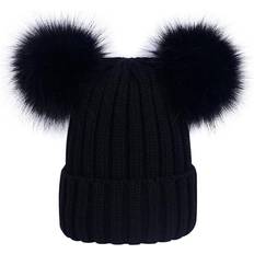 Women's Bobble Hat Double Pom Beanie