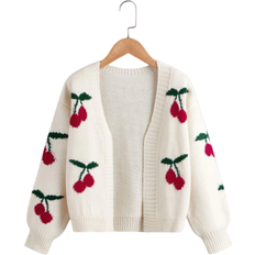 Shein Girls Cherry Pattern Drop Shoulder Duster Cardigan