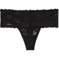PINK Wink Wide-Waist Thong Panty, Black, Women's Panties