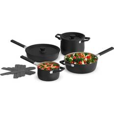Bella 8pcs Store More Ceramic Nonstick Black Cookware Set