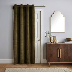 Curtains & Accessories Dunelm Lenon Thermal Eyelet Door Curtain Olive 117x213cm