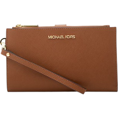 Michael Kors Womens Jet Set Travel Luggage Leather Large Double Zip Wristlet Wallet