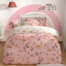 OHS Flowers And Rainbows Set Duvet Cover White, Pink (198x137cm)