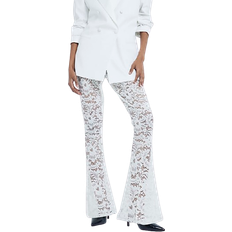 Nylon Trousers River Island Lace Flare Trousers - Cream