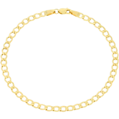 Nuragold 10k yellow 3.5mm cuban link curb chain bracelet anklet mens women 7" 8" 9"