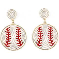 Shein 1pair European And American Style Beaded Baseball Ear Studs